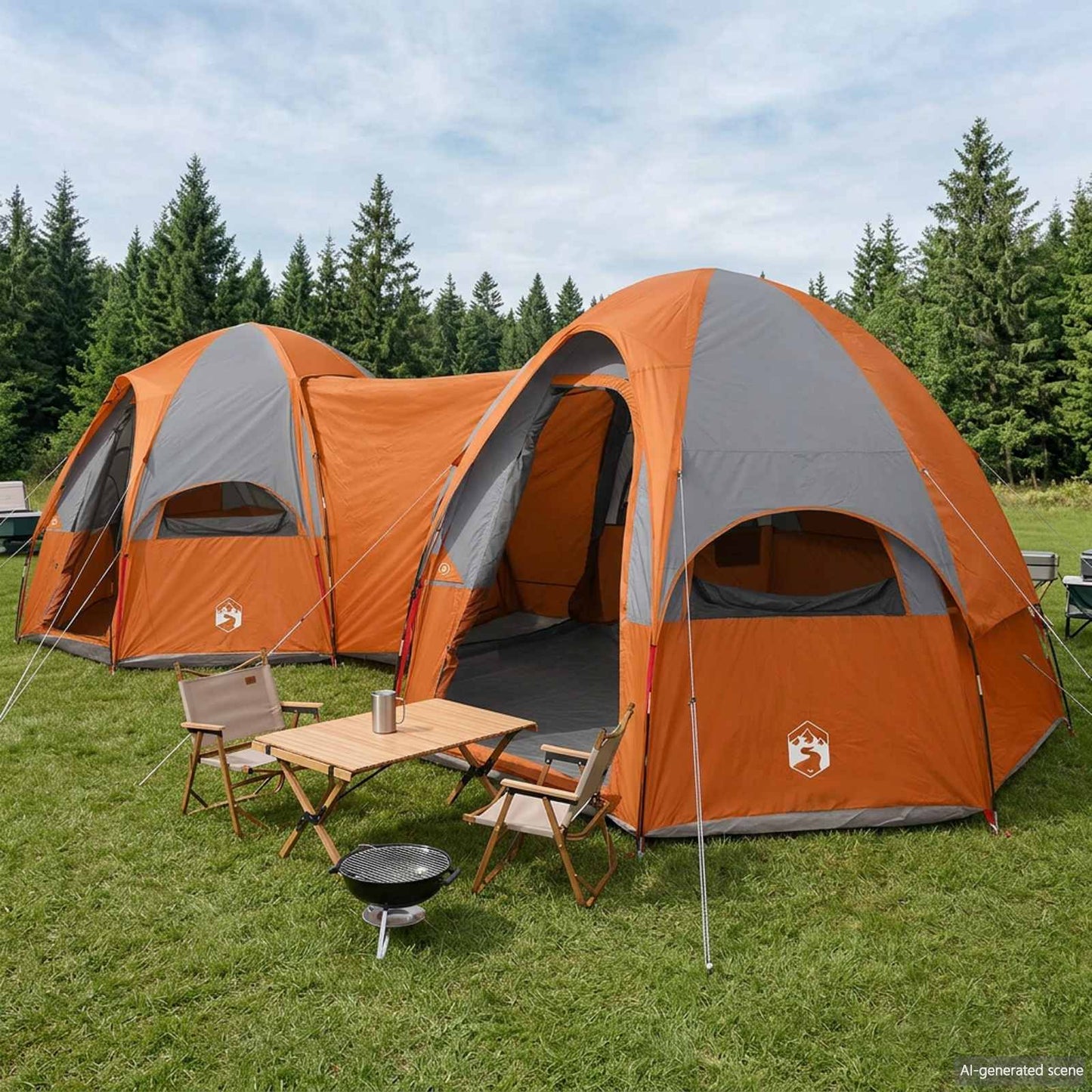 vidaXL Family Tent with Rainfly Water-resistant 14-Person - Grey - 42024