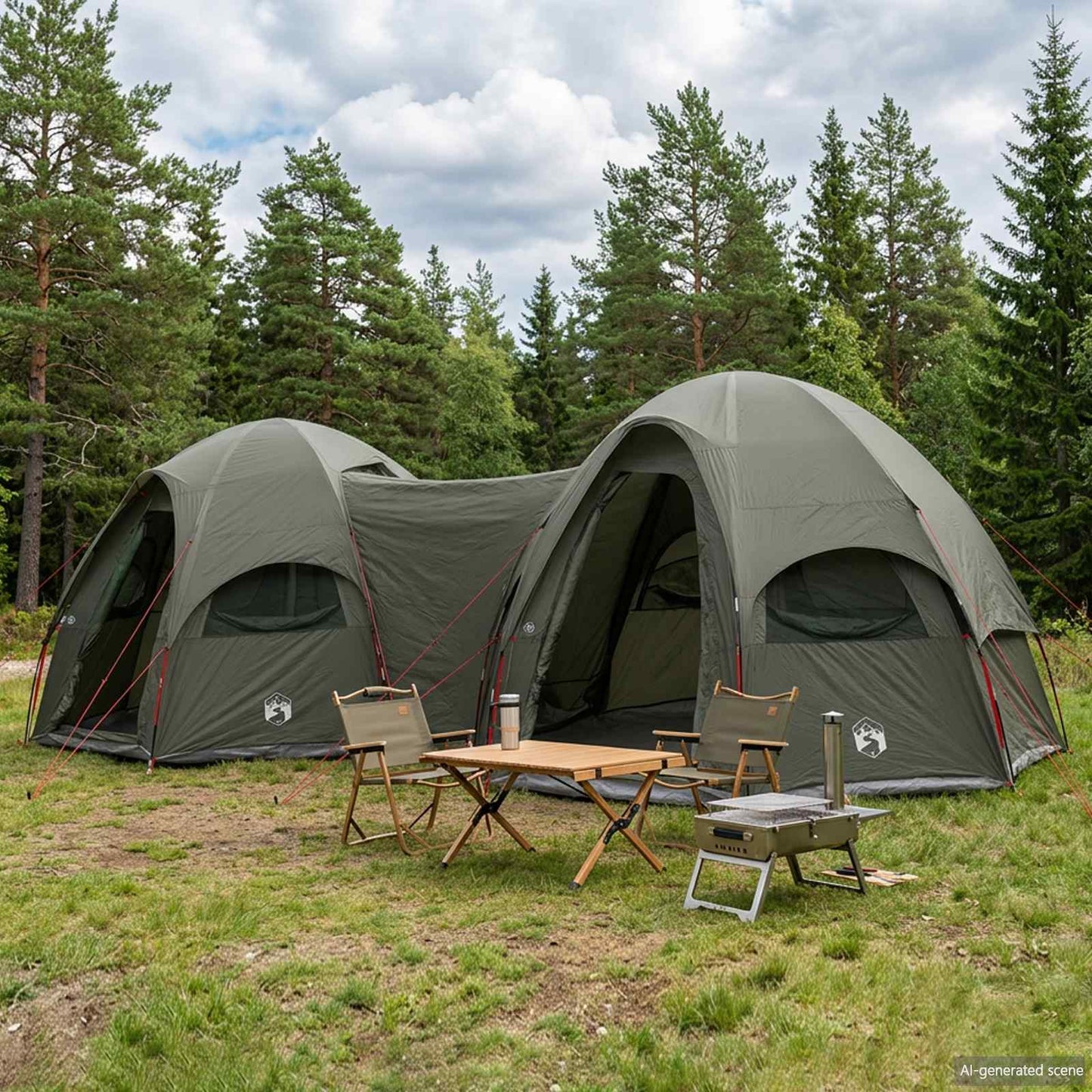 vidaXL Family Tent with Rainfly Water-resistant 14-Person Army Green - 42027