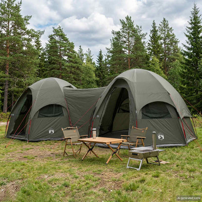 vidaXL Family Tent with Rainfly Water-resistant 14-Person Army Green - 42027