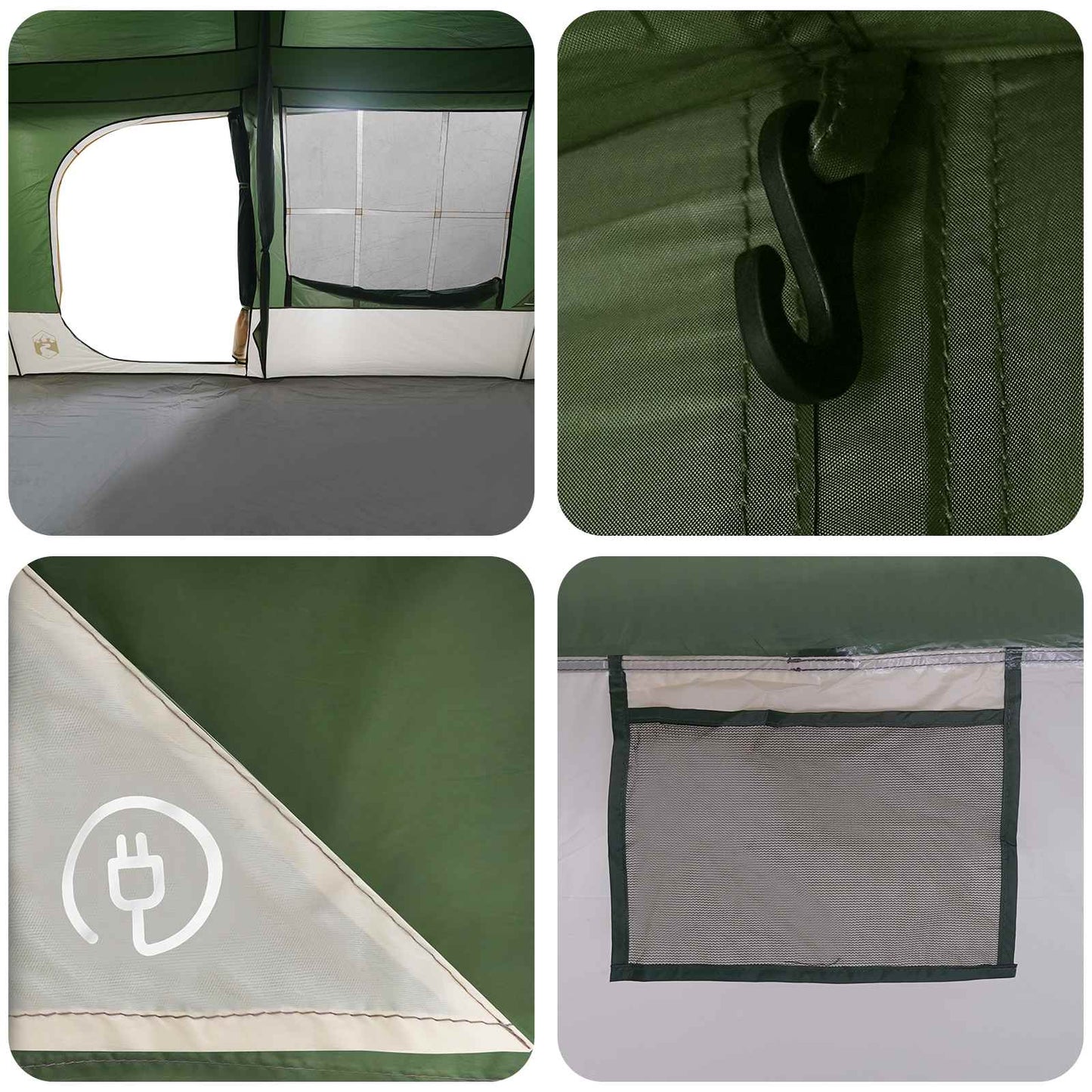 vidaXL Family Tent with Rainfly Water-resistant 9-Person Green