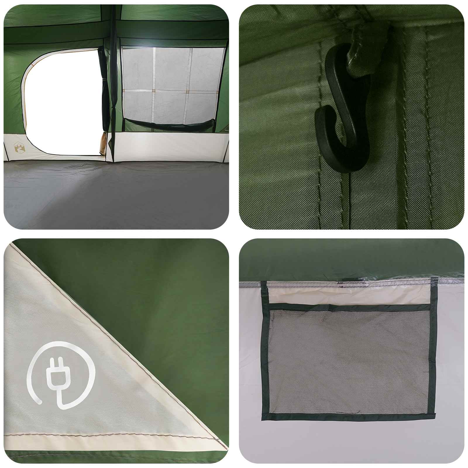 vidaXL Family Tent with Rainfly Water-resistant 9-Person Green