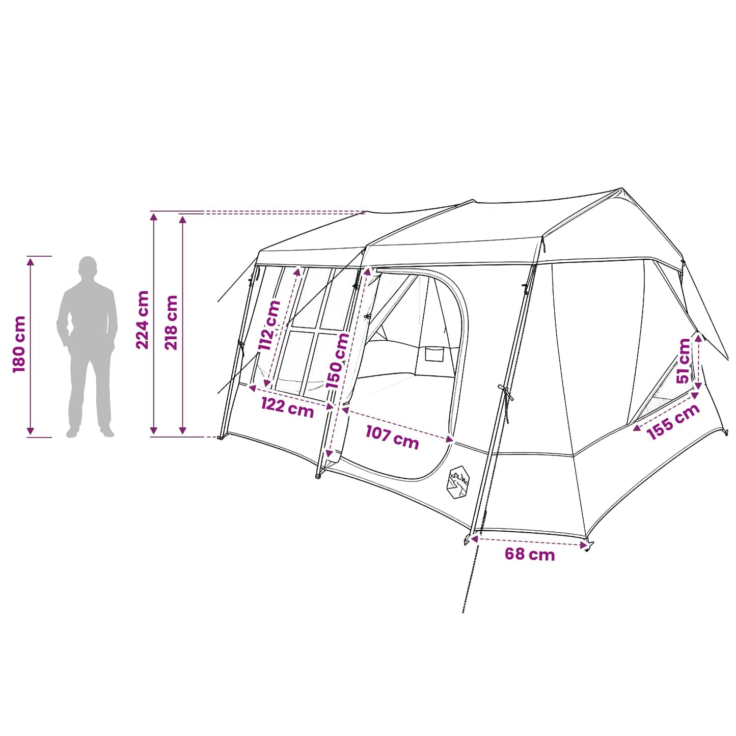 vidaXL Family Tent with Rainfly Water-resistant 9-Person Green