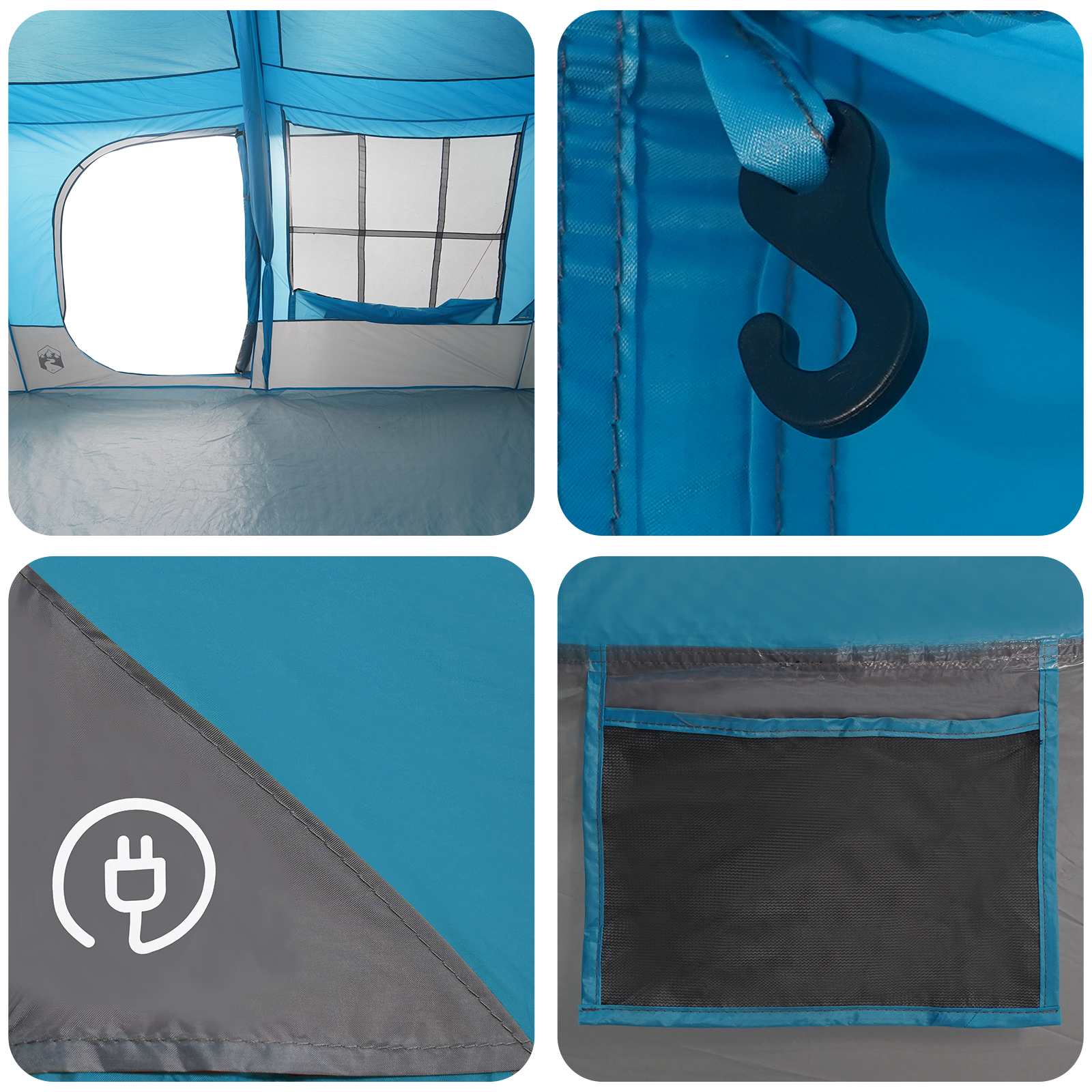 vidaXL Family Tent with Rainfly Water-resistant 9-Person Blue
