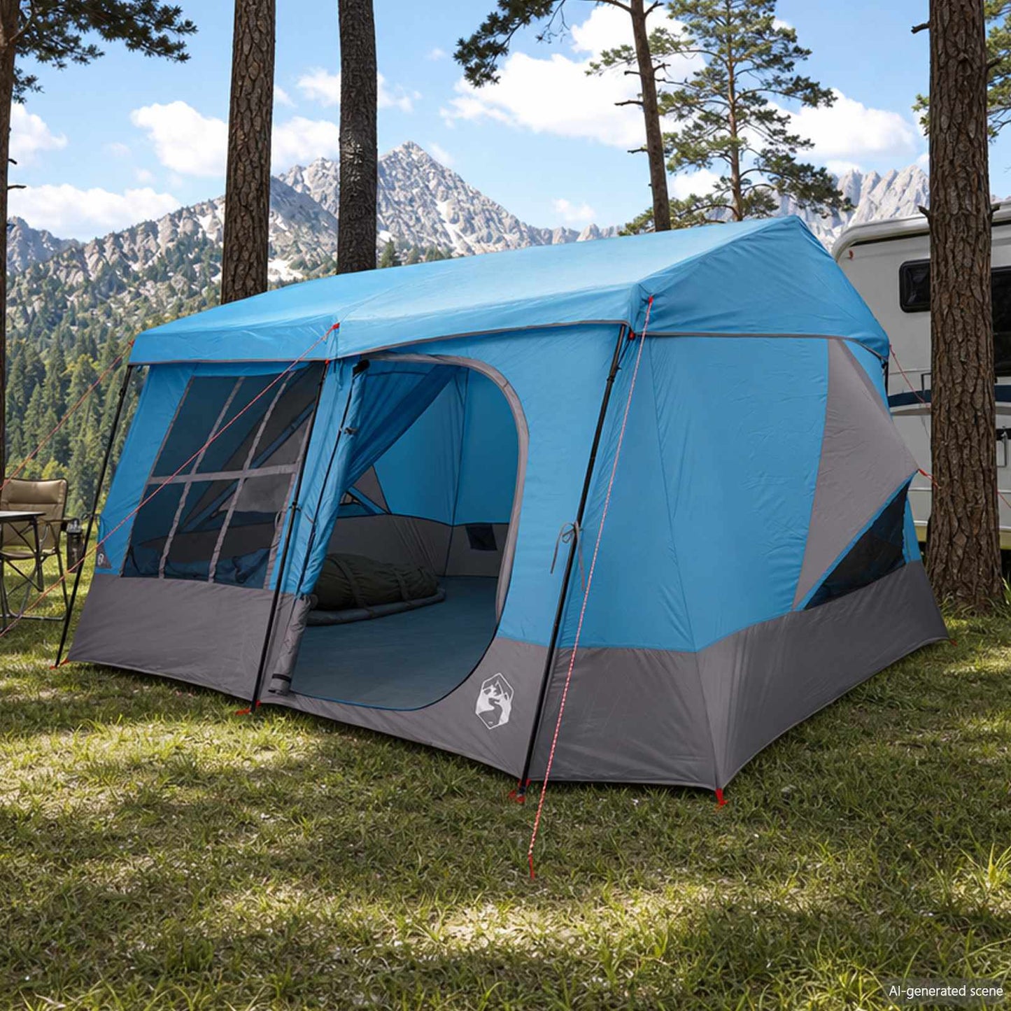 vidaXL Family Tent with Rainfly Water-resistant 9-Person Blue
