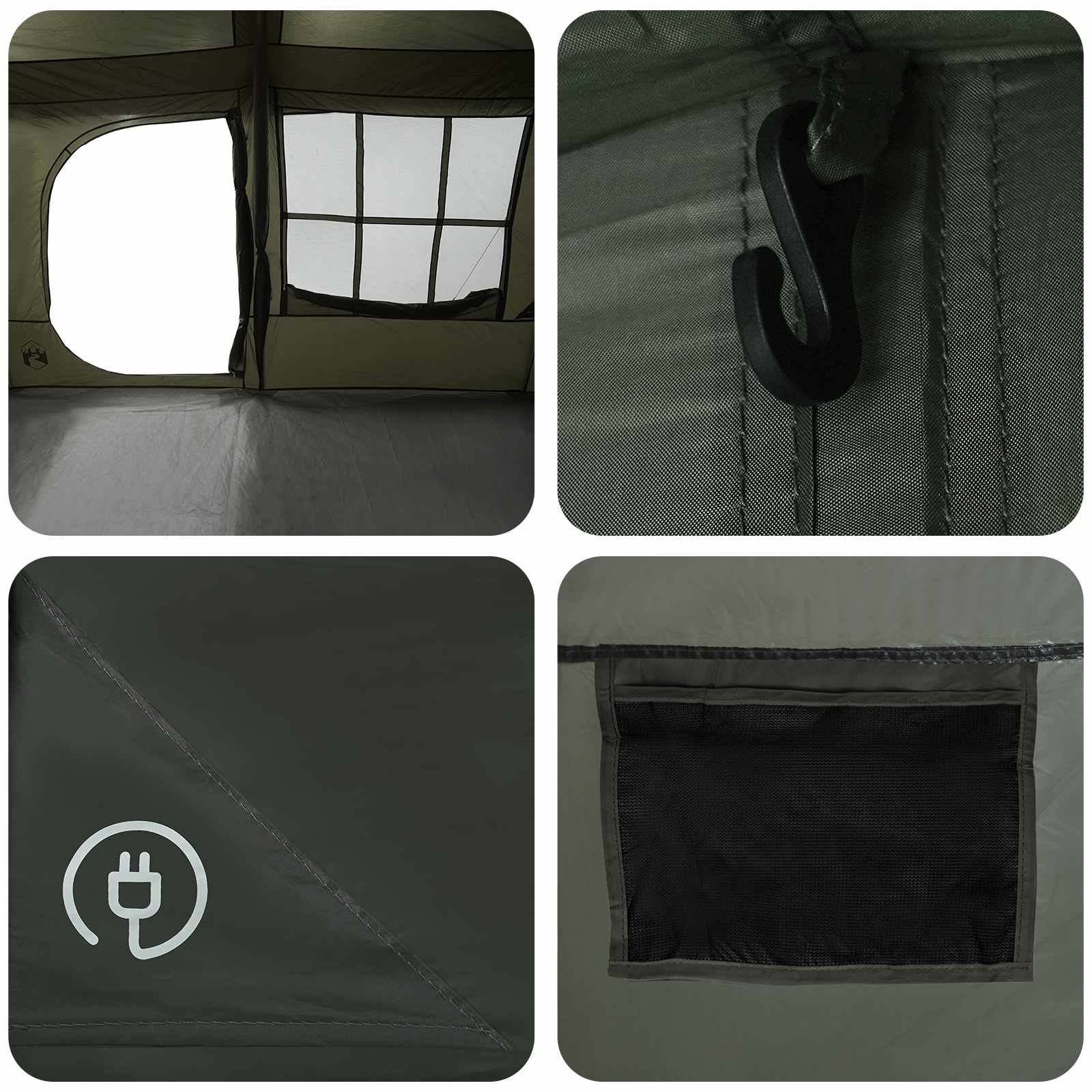 vidaXL Family Tent with Rainfly Water-resistant 9-Person Army Green