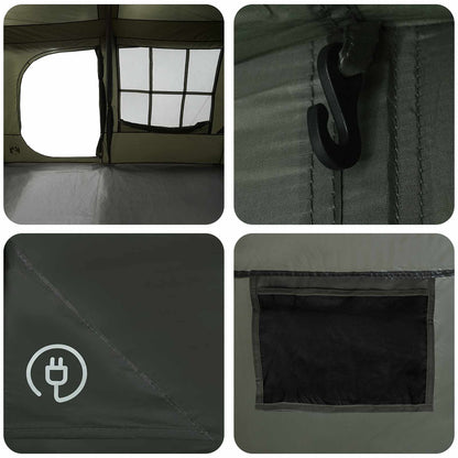 vidaXL Family Tent with Rainfly Water-resistant 9-Person Army Green