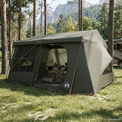 vidaXL Family Tent with Rainfly Water-resistant 9-Person Army Green