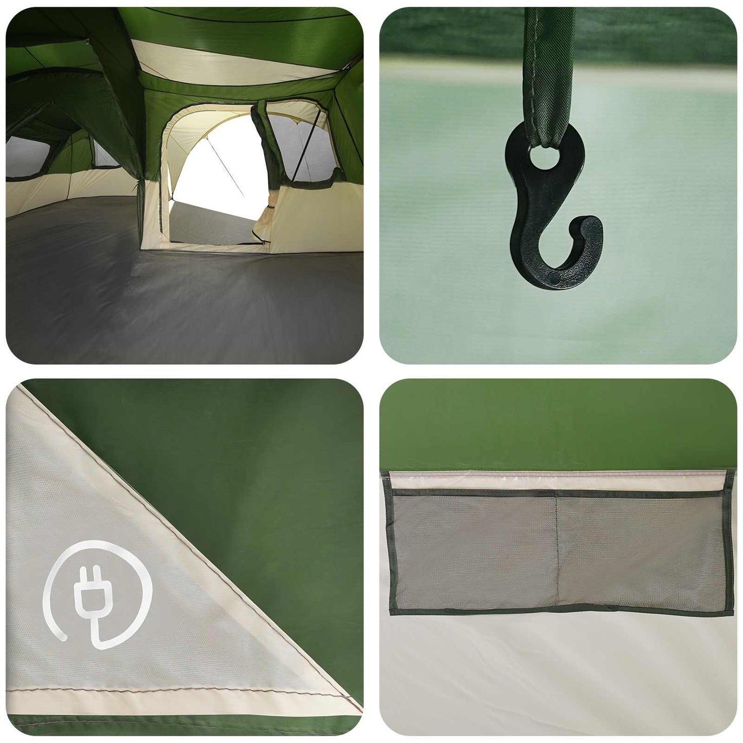vidaXL Family Tent with Rainfly Water-resistant 6-Person Green - 42049