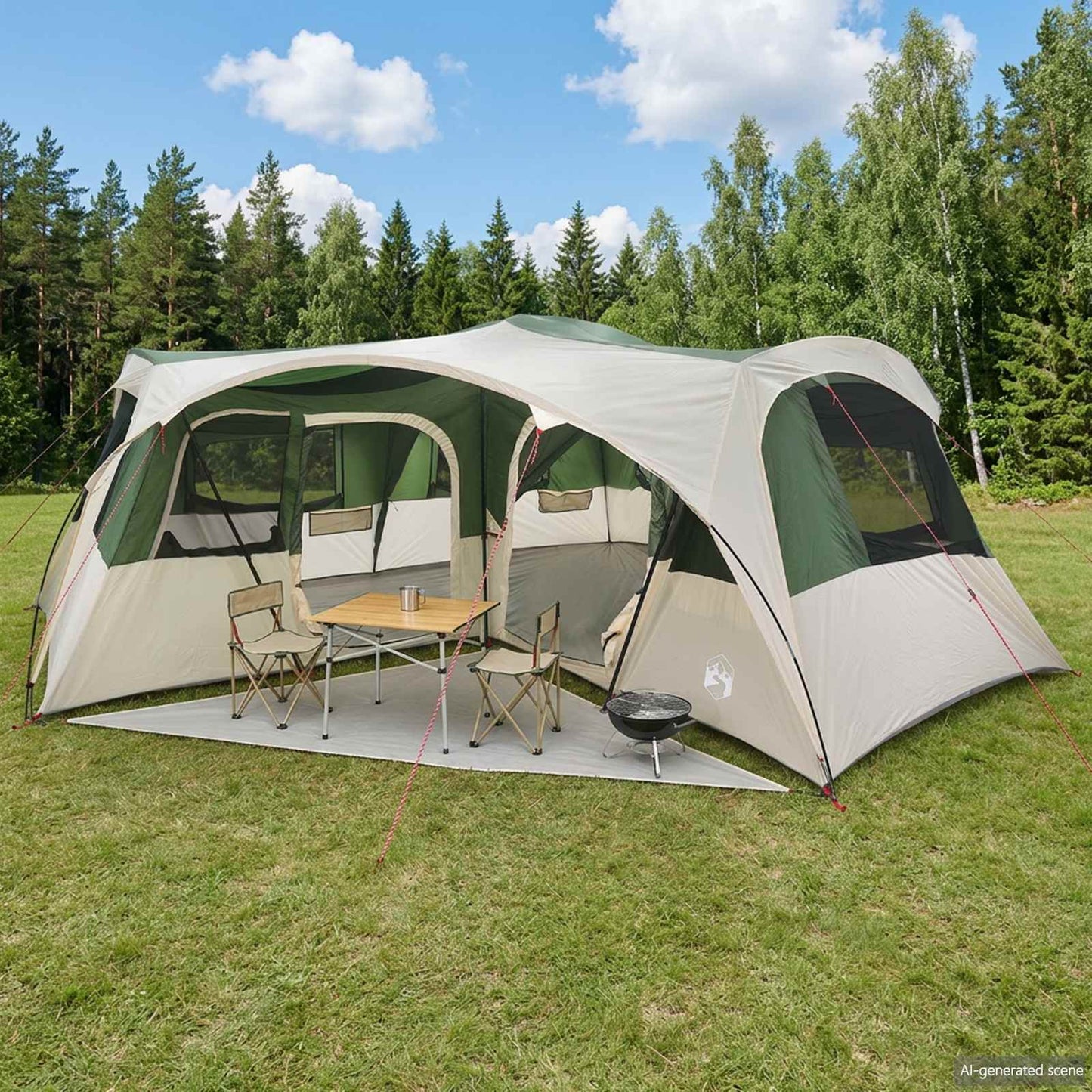 vidaXL Family Tent with Rainfly Water-resistant 6-Person Green - 42049