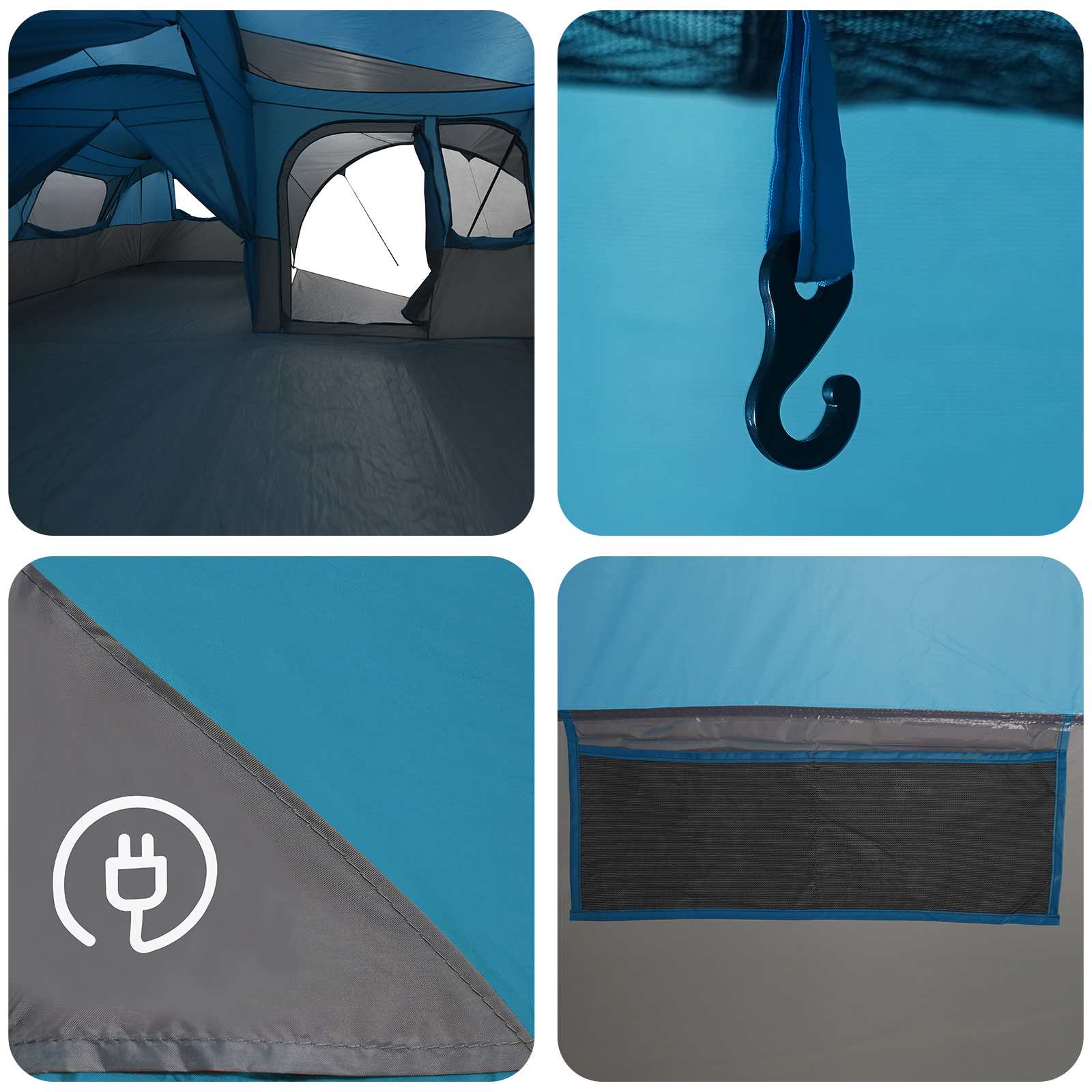 vidaXL Family Tent with Rainfly Water-resistant 6-Person Blue - 42051