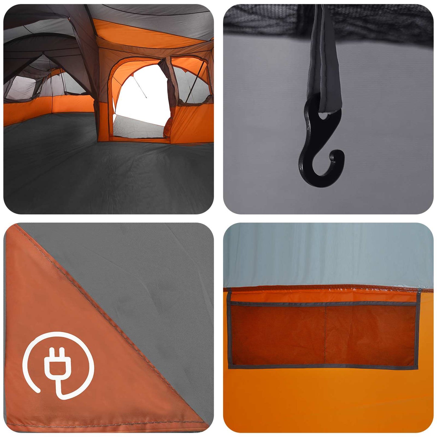 vidaXL Family Tent with Rainfly Water-resistant 6-Person - Grey - 42052