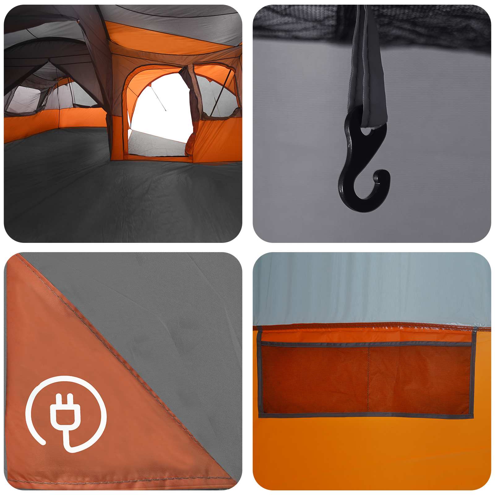 vidaXL Family Tent with Rainfly Water-resistant 6-Person - Grey - 42052