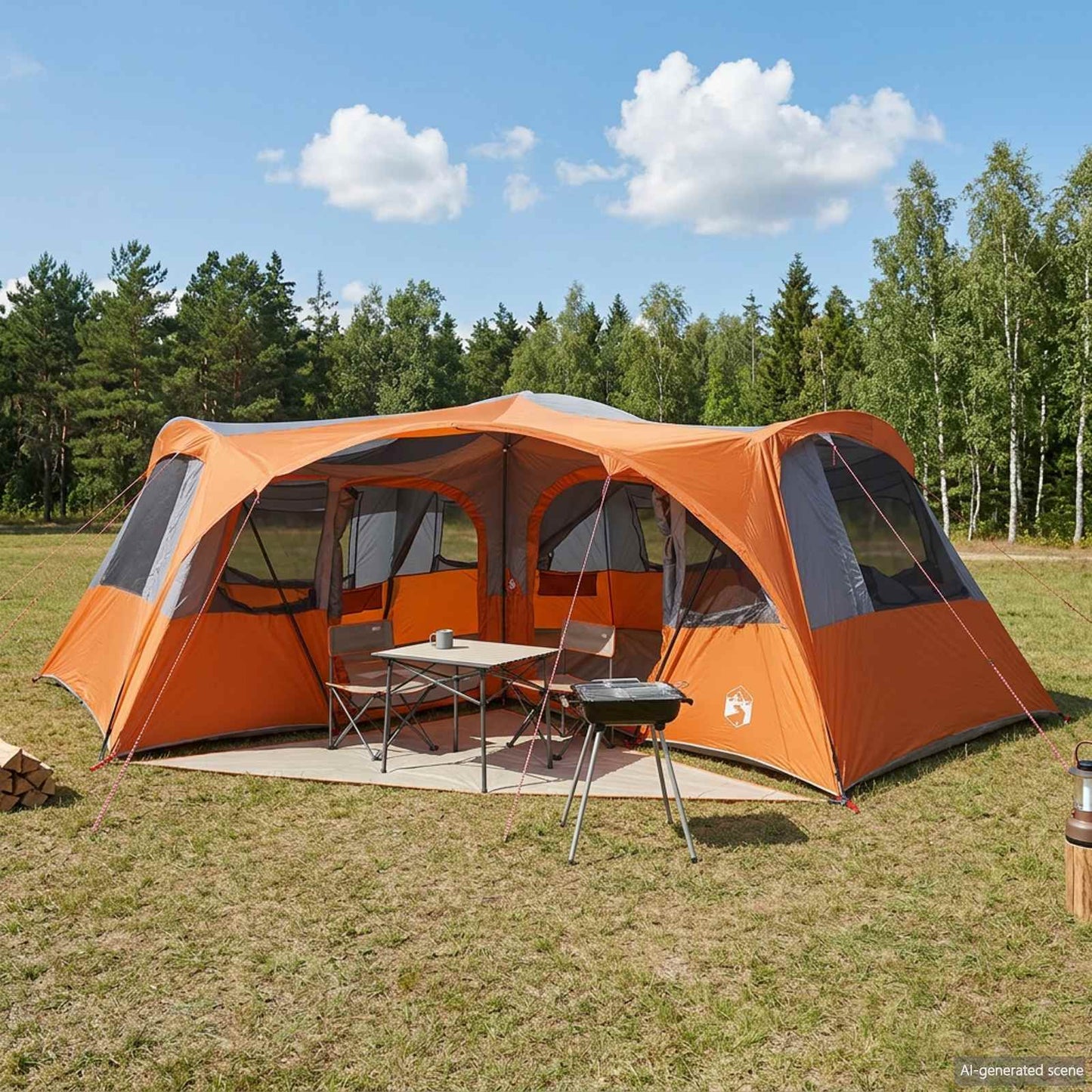 vidaXL Family Tent with Rainfly Water-resistant 6-Person - Grey - 42052