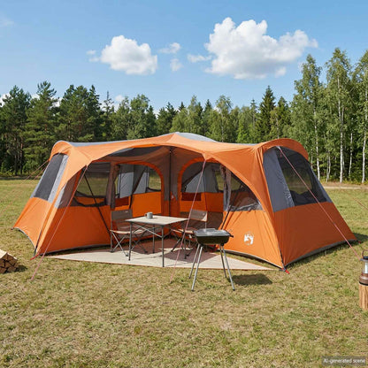 vidaXL Family Tent with Rainfly Water-resistant 6-Person - Grey - 42052