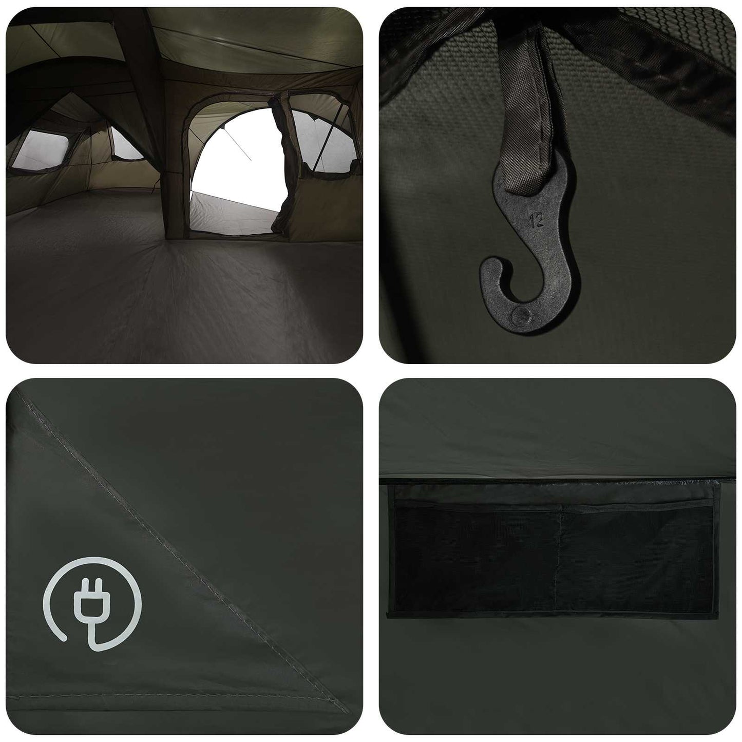 vidaXL Family Tent with Rainfly Water-resistant 6-Person Army Green - 42055