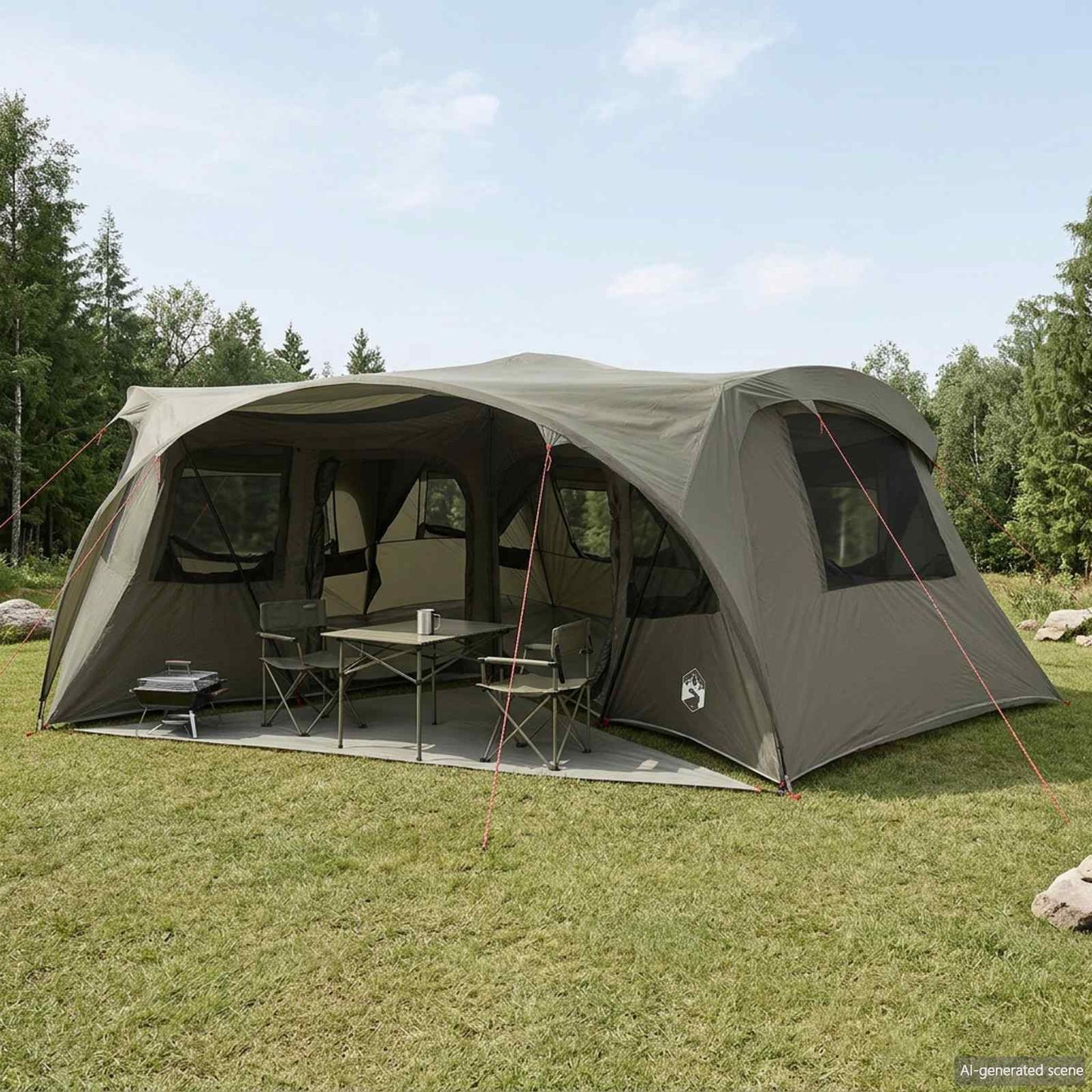 vidaXL Family Tent with Rainfly Water-resistant 6-Person Army Green - 42055