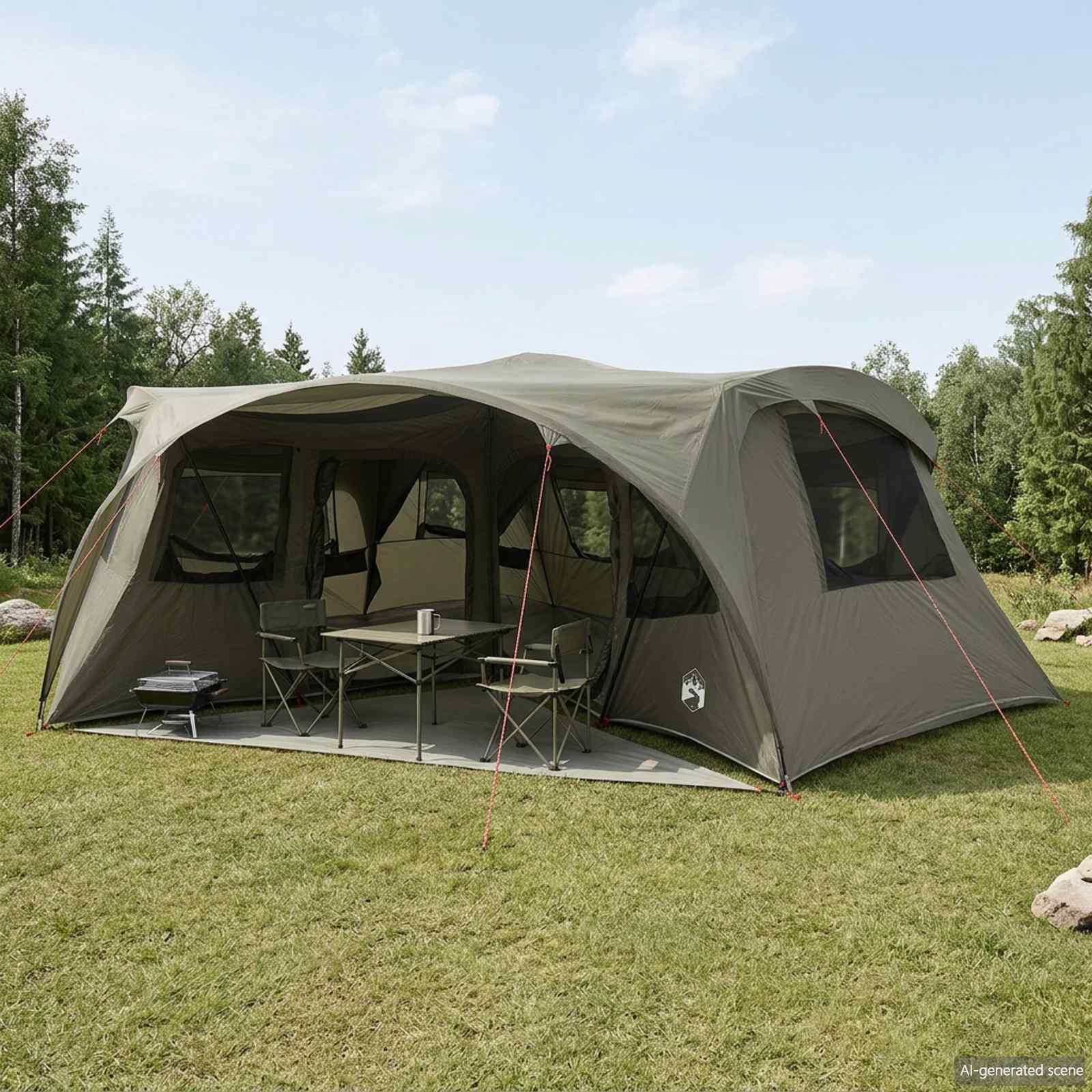 vidaXL Family Tent with Rainfly Water-resistant 6-Person Army Green - 42055