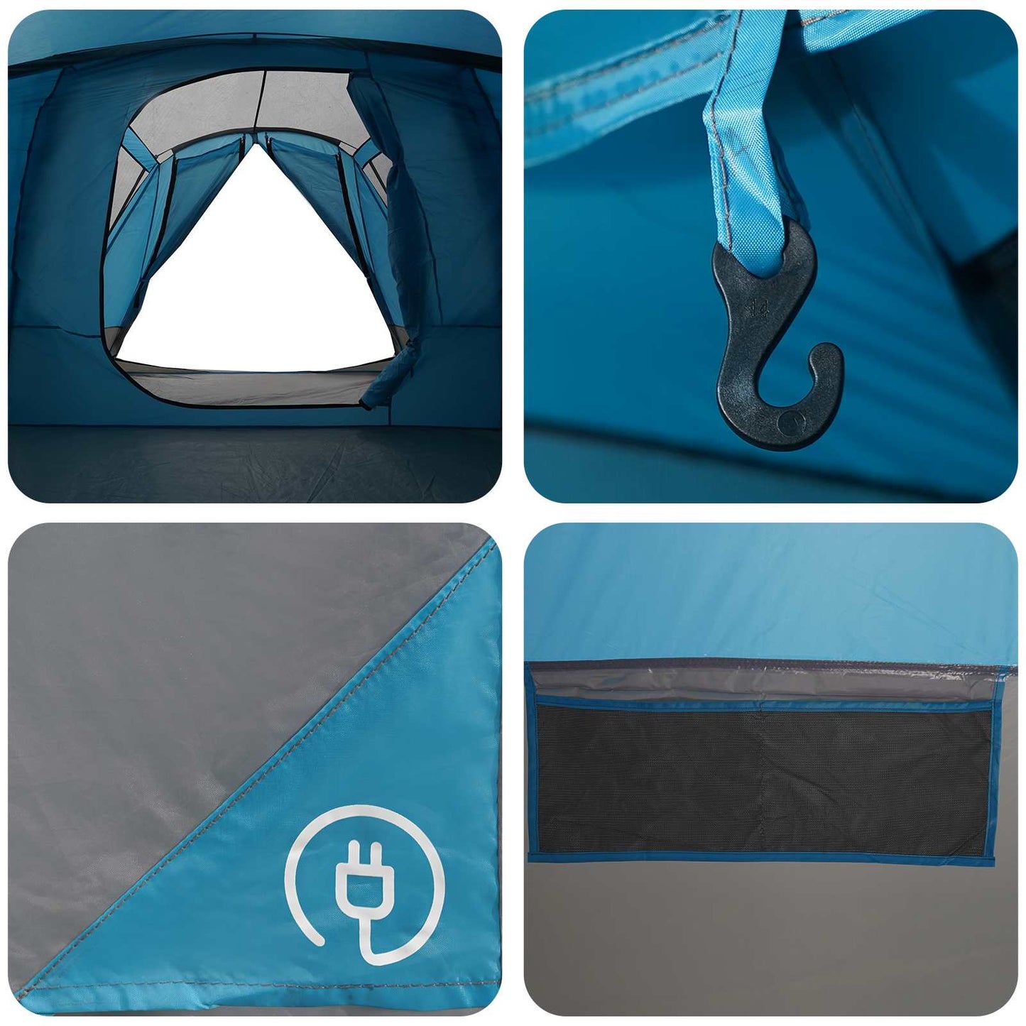 vidaXL Cabin Tent with Rainfly Water-Resistant 10-Person Blue