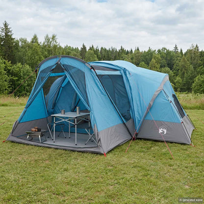 vidaXL Cabin Tent with Rainfly Water-Resistant 10-Person Blue