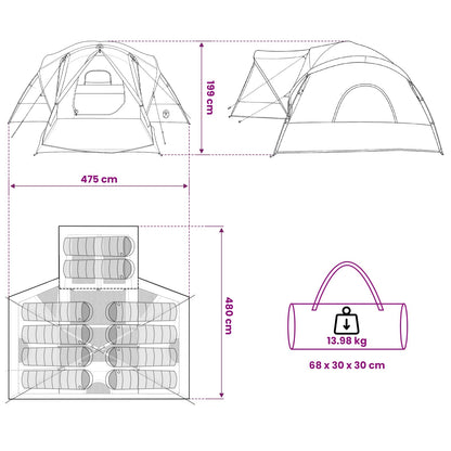 vidaXL Cabin Tent with Rainfly Water-Resistant 10-Person Blue