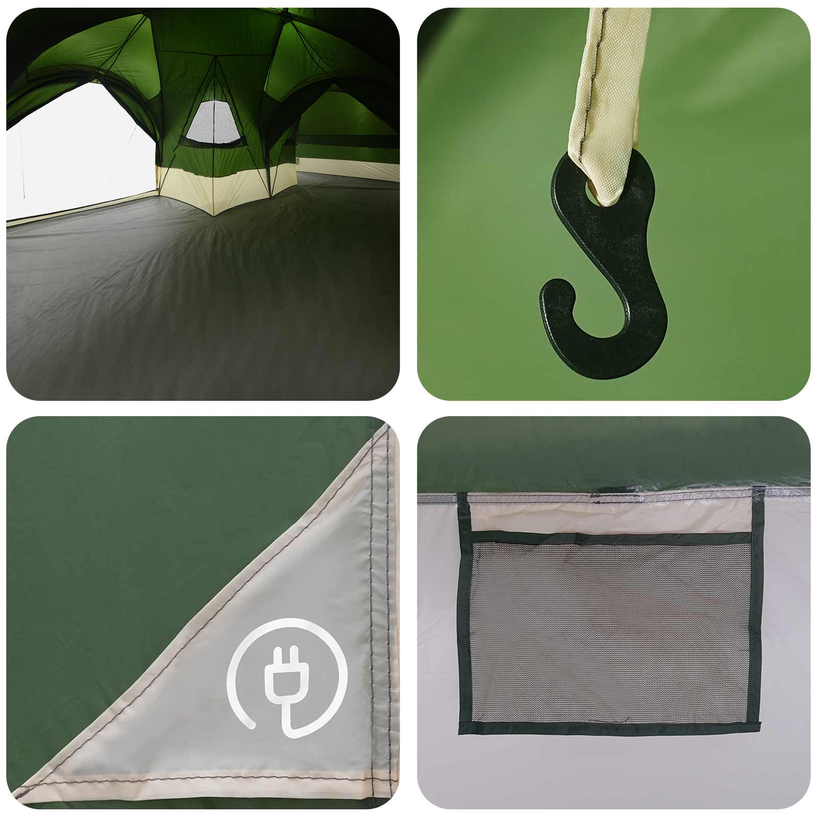 vidaXL Family Tent with Rainfly Water-resistant 5-Person Green