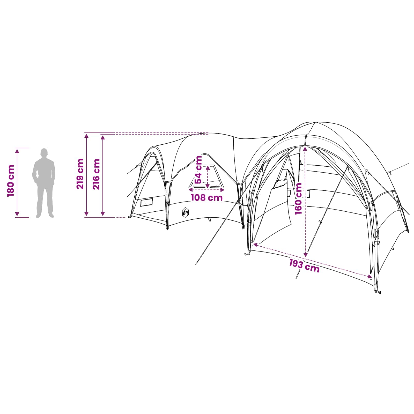 vidaXL Family Tent with Rainfly Water-resistant 5-Person Green