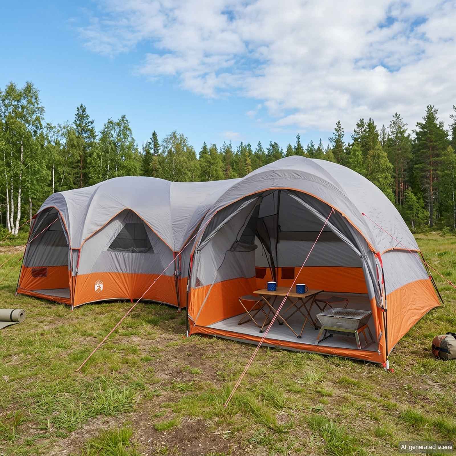 vidaXL Family Tent with Rainfly Water-resistant 5-Person - Grey