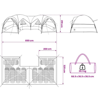vidaXL Family Tent with Rainfly Water-resistant 5-Person - Grey