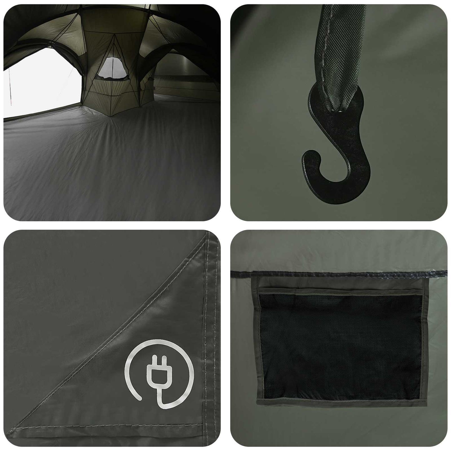 vidaXL Family Tent with Rainfly Water-resistant 5-Person Army Green