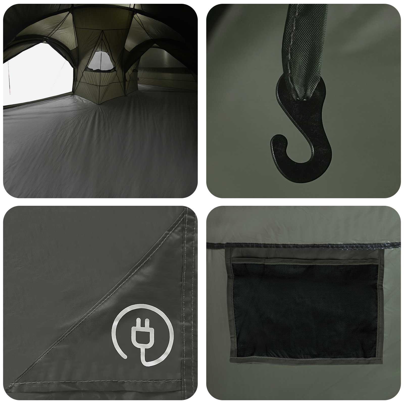 vidaXL Family Tent with Rainfly Water-resistant 5-Person Army Green