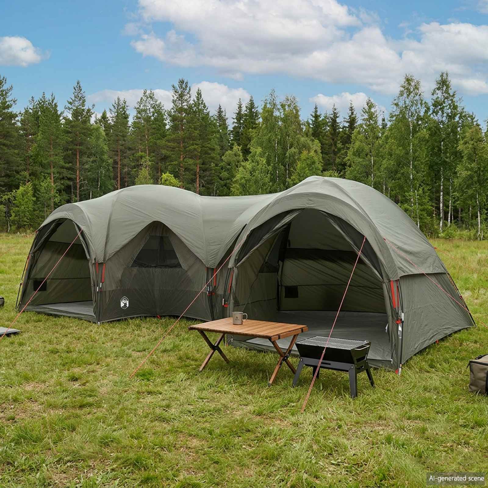 vidaXL Family Tent with Rainfly Water-resistant 5-Person Army Green