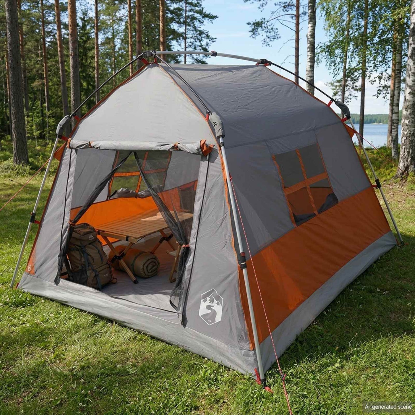vidaXL Instant Tent Water-resistant 2-Person Grey and Orange