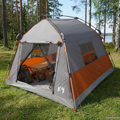 vidaXL Instant Tent Water-resistant 2-Person Grey and Orange