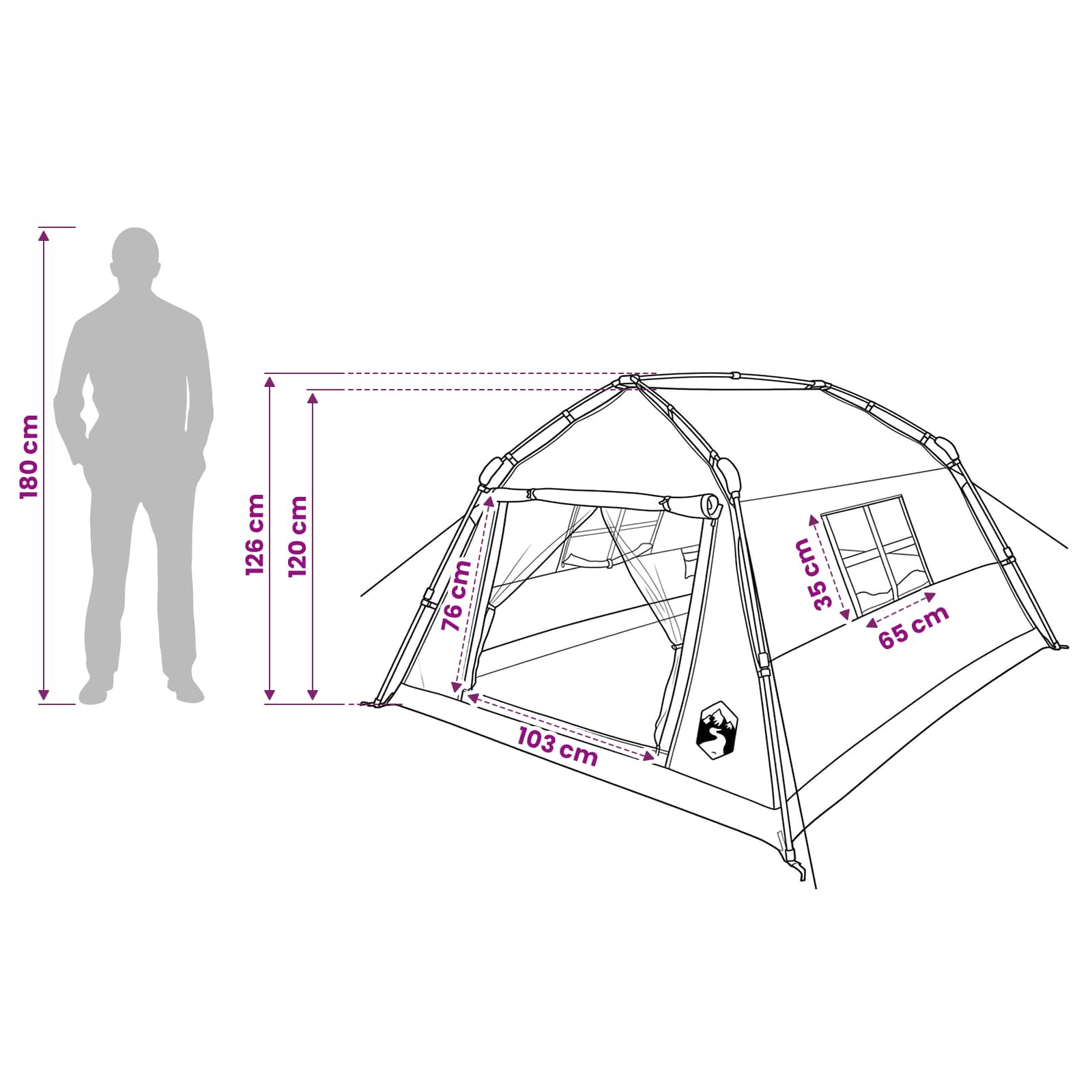 vidaXL Instant Tent Water-resistant 2-Person Grey and Orange