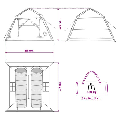 vidaXL Instant Tent Water-resistant 2-Person Grey and Orange