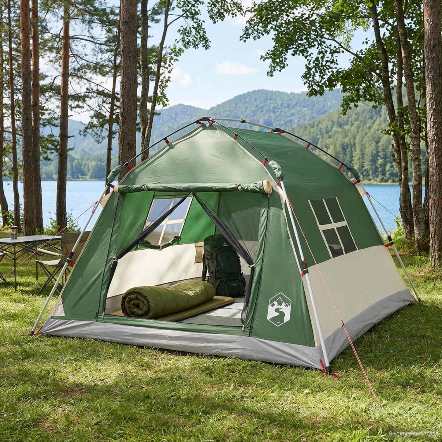 vidaXL Instant Tent Water-resistant 3-Person Green