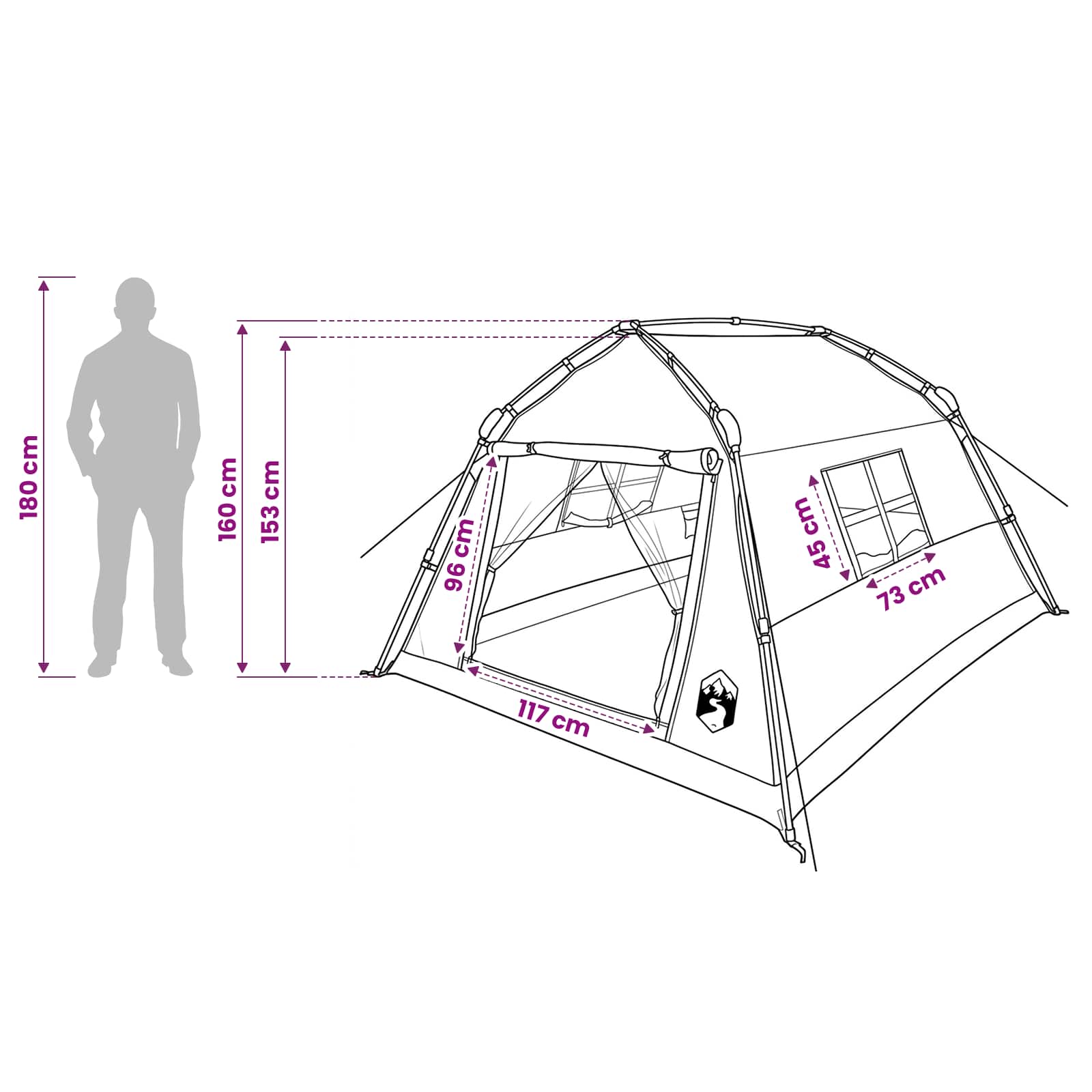 vidaXL Instant Tent Water-resistant 3-Person Green
