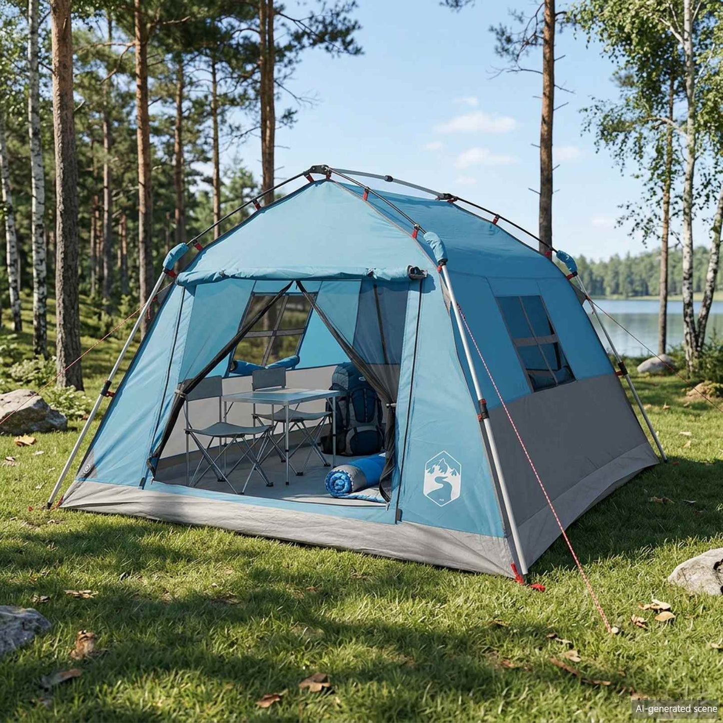 vidaXL Instant Tent Water-resistant 3-Person Blue
