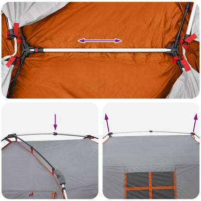 vidaXL Instant Tent Water-resistant 3-Person Grey and Orange