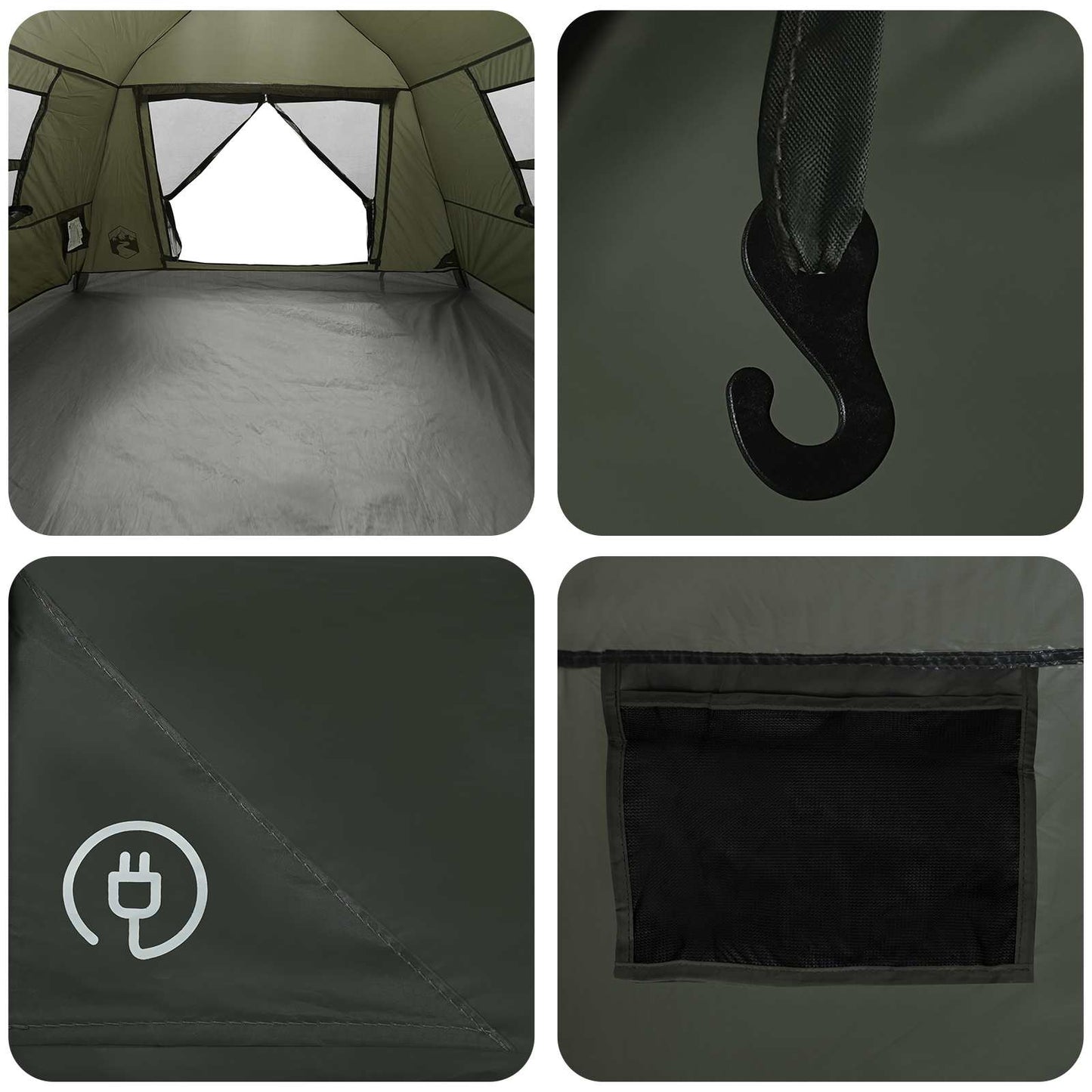 vidaXL Instant Tent Water-resistant 3-Person Army Green