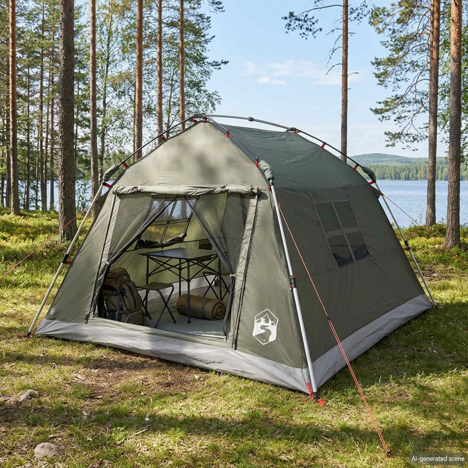 vidaXL Instant Tent Water-resistant 3-Person Army Green