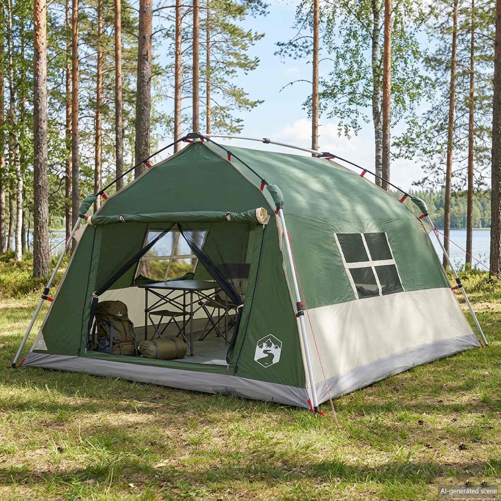 vidaXL Instant Tent Water-resistant 4-Person Green