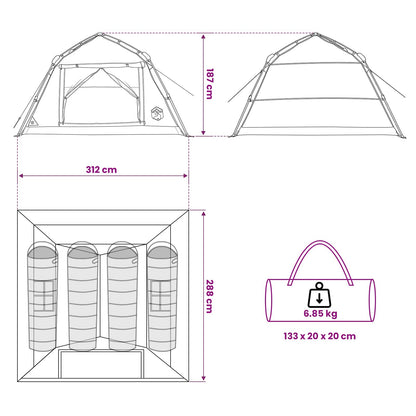 vidaXL Instant Tent Water-resistant 4-Person Green