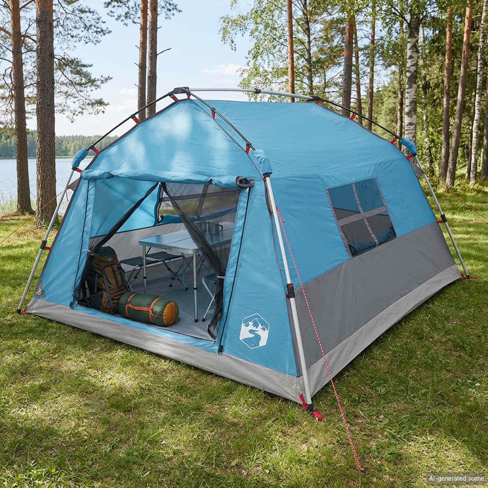 vidaXL Instant Tent Water-resistant 4-Person Blue