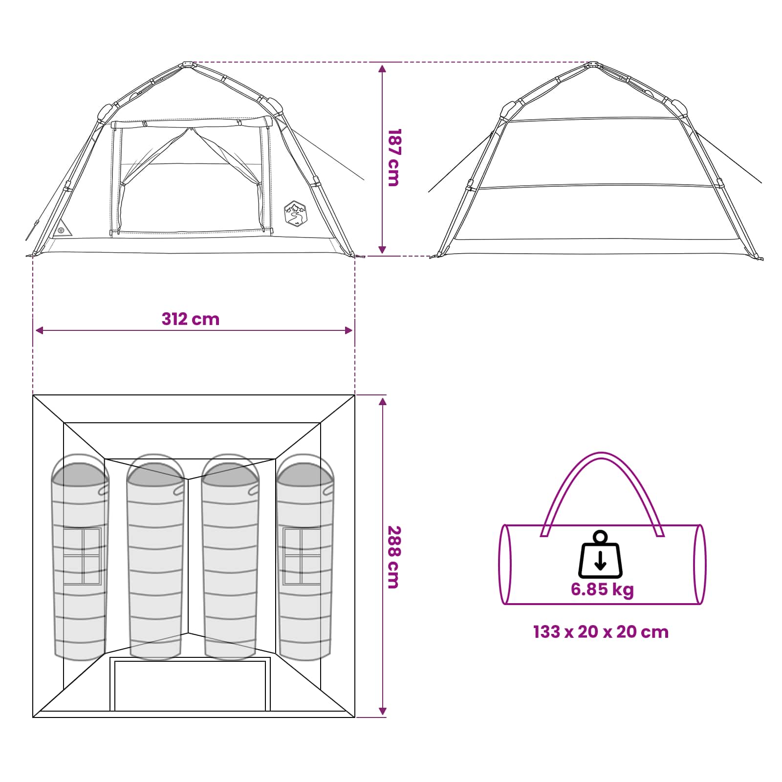 vidaXL Instant Tent Water-resistant 4-Person Blue