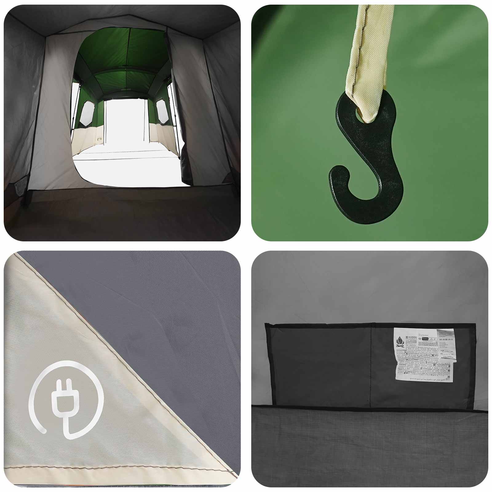 vidaXL Instant Tent with Rainfly Water-Resistant 3-Person Green