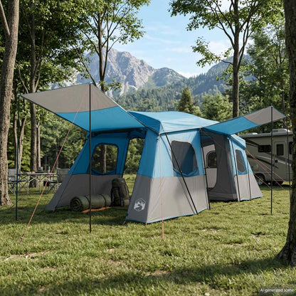 vidaXL Instant Tent with Rainfly Water-Resistant 3-Person Blue