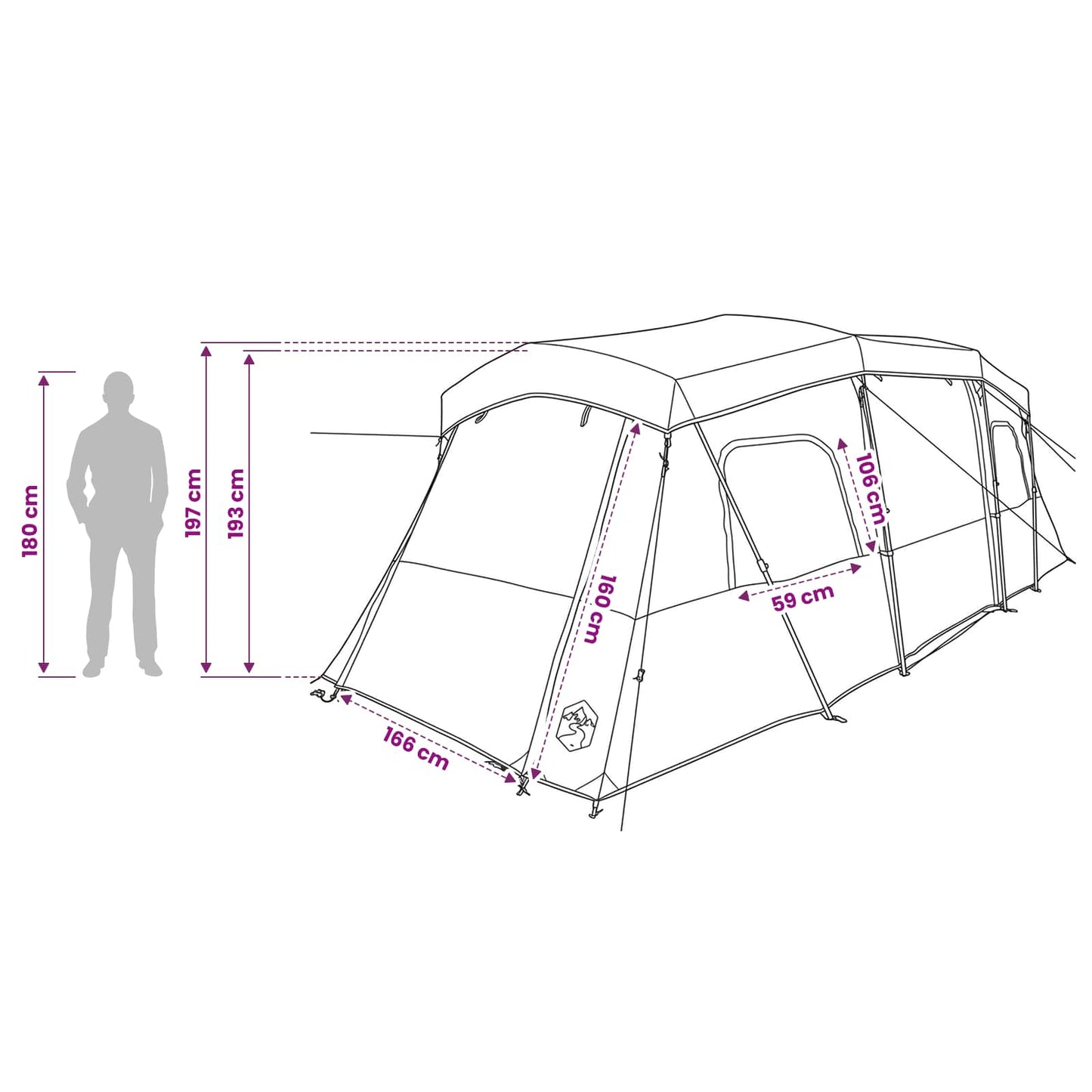 vidaXL Instant Tent with Rainfly Water-Resistant 3-Person Blue