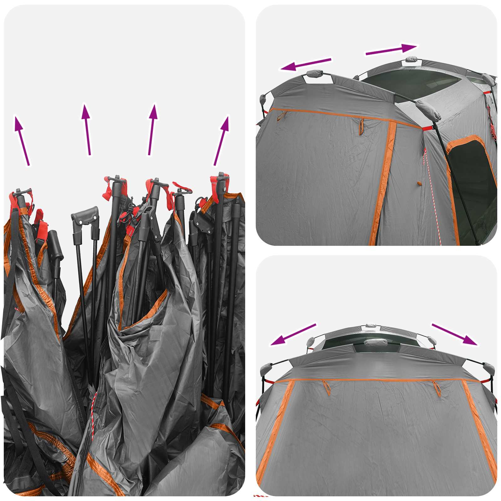 vidaXL Instant Tent with Rainfly Water-Resistant 3-Person - Grey