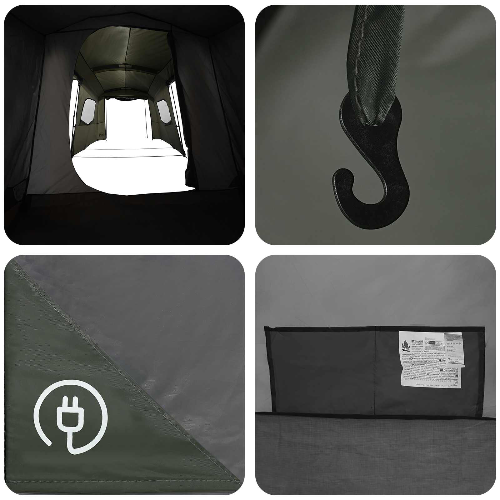vidaXL Instant Tent with Rainfly Water-Resistant 3-Person Army Green